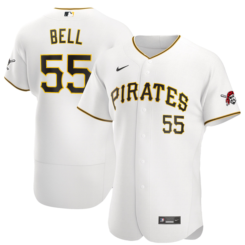 2020 MLB Men Pittsburgh Pirates #55 Josh Bell Nike White Home 2020 Authentic Player Jersey 1